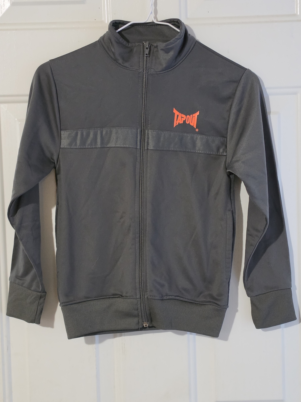 Tapout Kids Dark Gray Full-Zip Hoodie with Bright Orange Logo